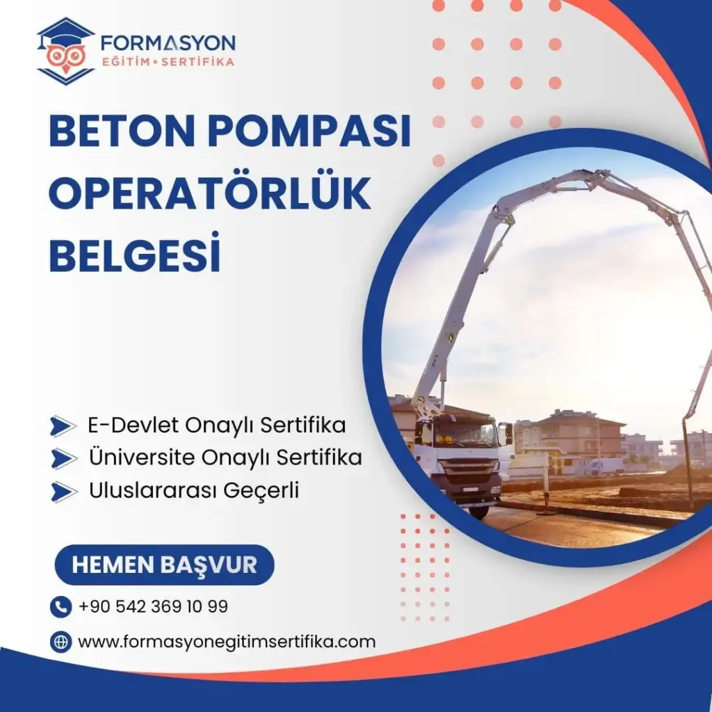 Beton Pompası Operatörlük Belgesi programı